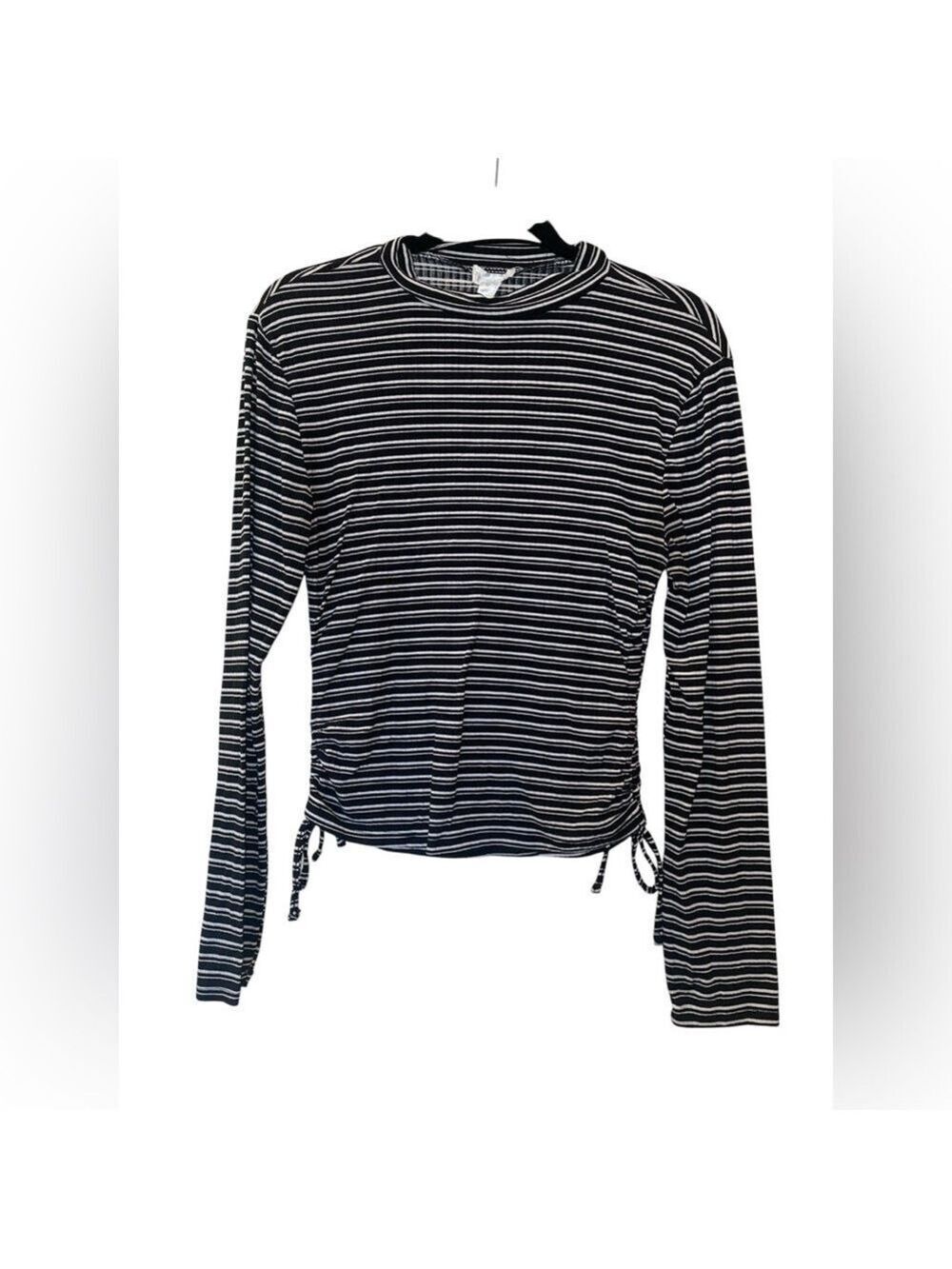 Orange Kiss Women’s Black/White Striped Side Ties Shirt Top Size: Medium